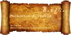 Malkovics Árpád névjegykártya