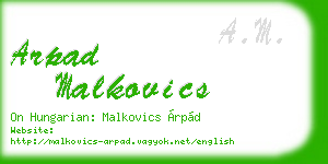 arpad malkovics business card