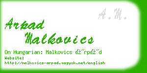 arpad malkovics business card